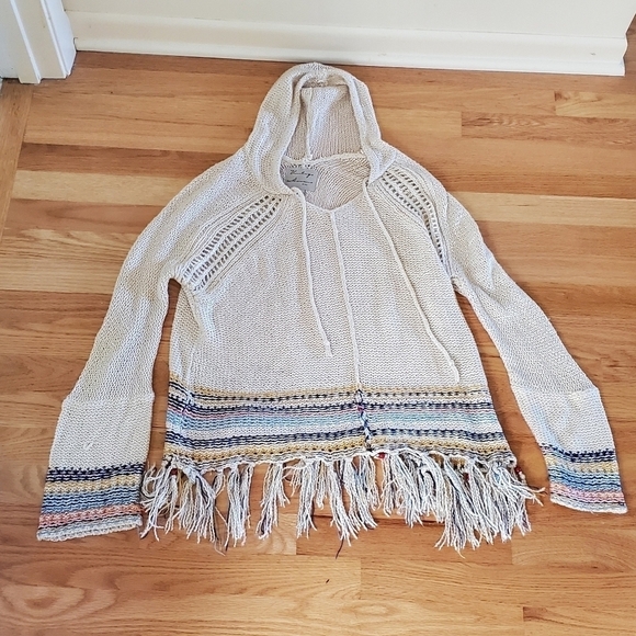 Vintage Havana Knit Hooded Sweater with Fringe - Picture 9 of 9